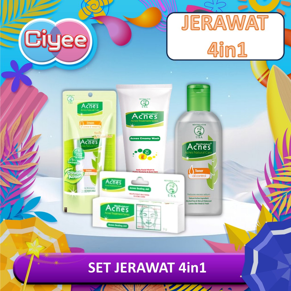Acnes Paket Kulit Berjerawat 4in1 - Acnes Skincare Set Hemat Perawatan Jerawat - Ciye
