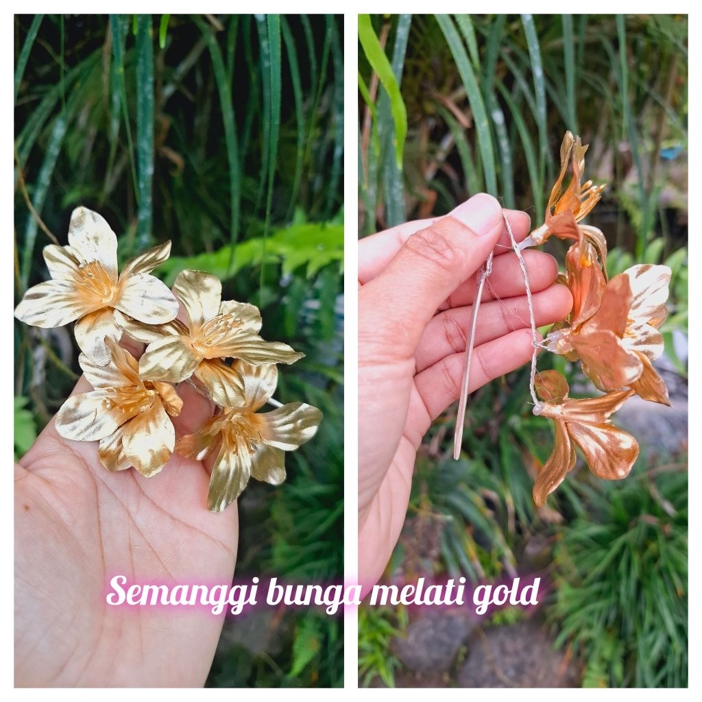 semanggi bunga melati gold/bahan plastik/hairdo/hiasan sanggul