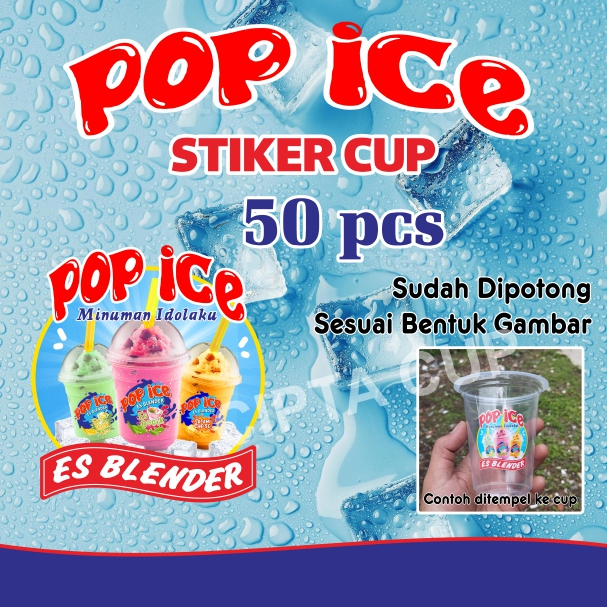 

stiker pop ice minuman idolaku label murah kemasan cup/bptol 50 pcs