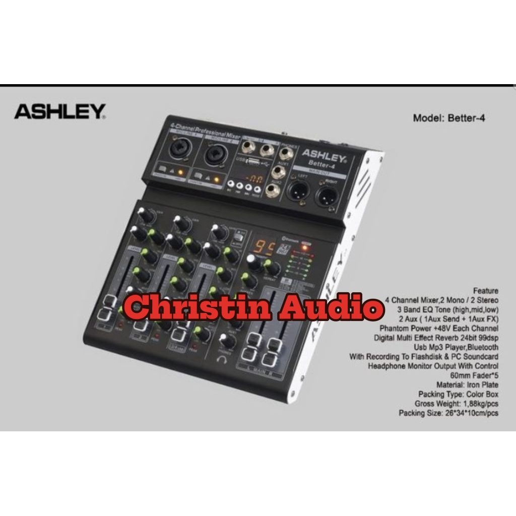 Mixer Ashley Better 4 4 Channel 24 Bit 99 DSP Efek Vocal Usb Bluetooth Original