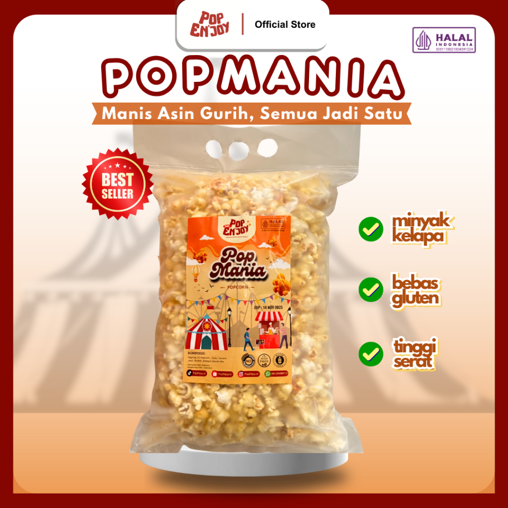 

[NAGIH] POPCORN POPMANIA - PopENjoy / Camilan Manis Asin Crispy Popkorn Jagung Sehat Premium