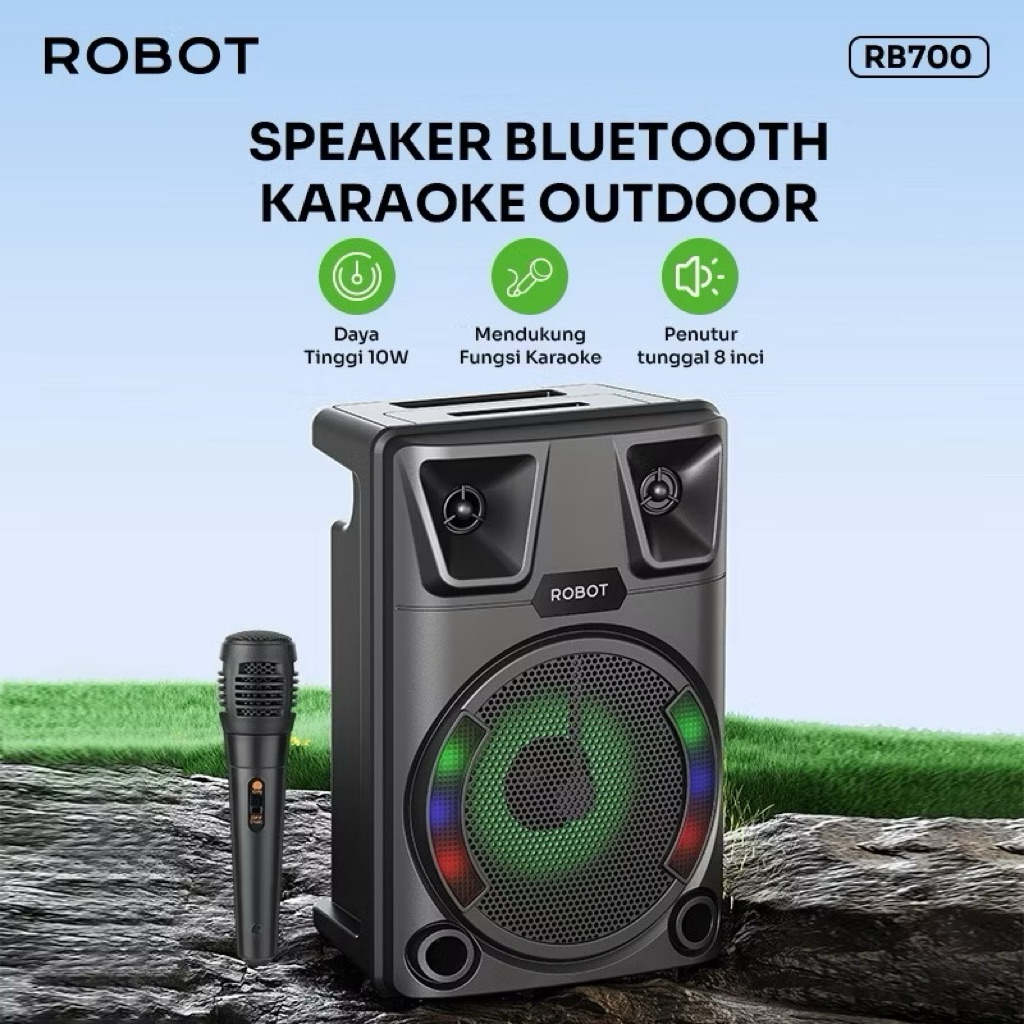 Robot RB700 / RB350 Speaker Bluetooth 5.3 + Mic Karaoke , Speaker Karaoke Robot