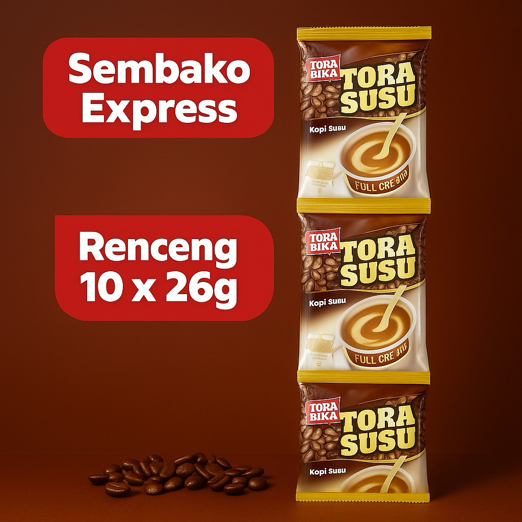 

Torabika Tora Susu Renceng 10 x 26g – Kopi Susu Full Cream Nikmat