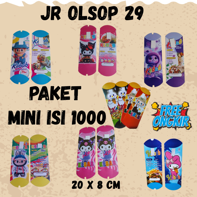 

isi 1000 pcs box kebab mini 3 warna harga termurah desain bagus box kebab murah kebab murah kertas kebab