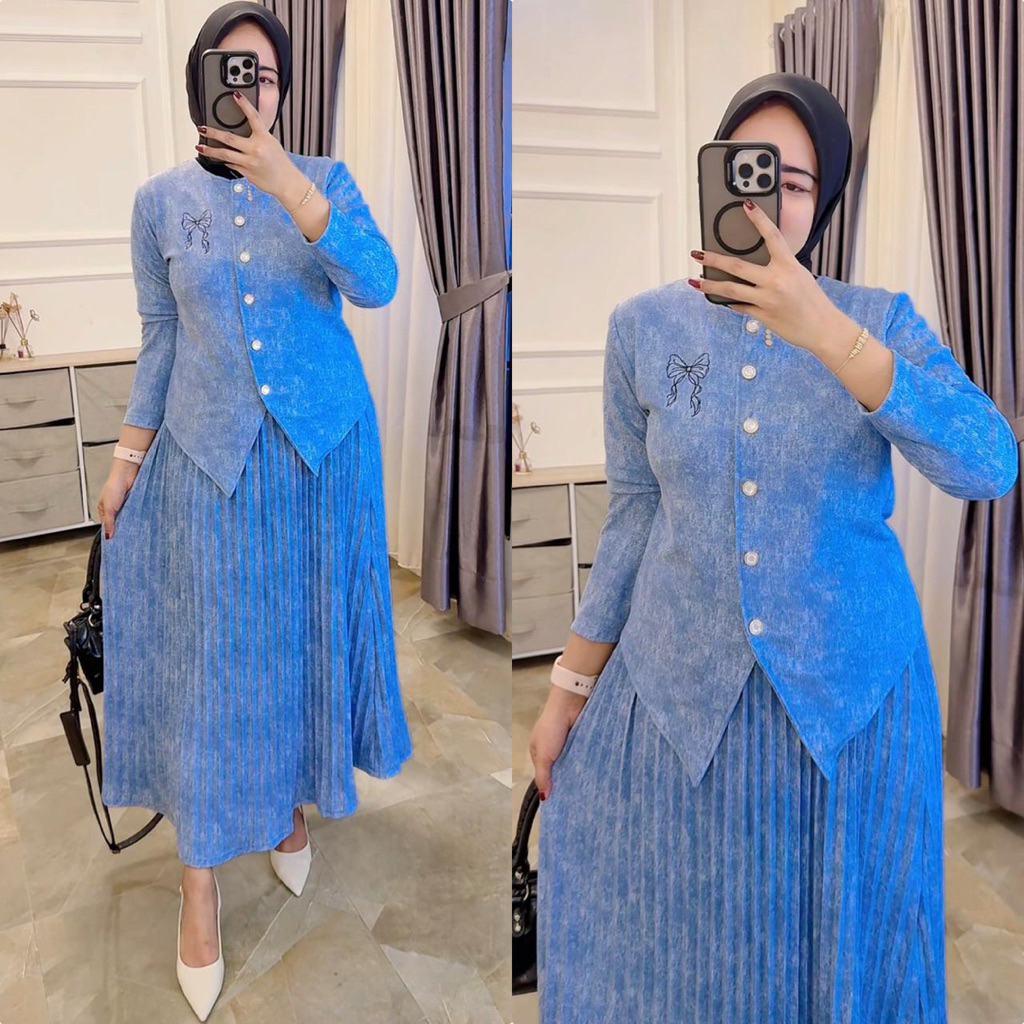 ayang store_setrok prisket cantik atasan croptop kancing bordiran kaos knit