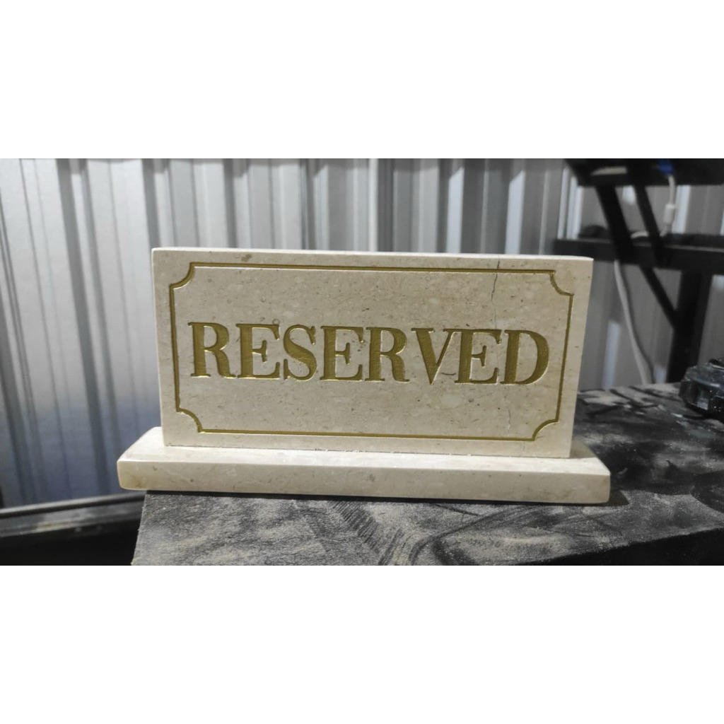 nama meja kasir papan nama marmer marble