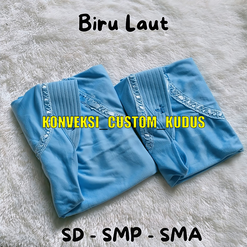 Jilbab Serut Sekolah Anak Rabbani / Kerudung Sekolah anak Rabbani Warna Biru Muda Pita Atas PAUD SD 