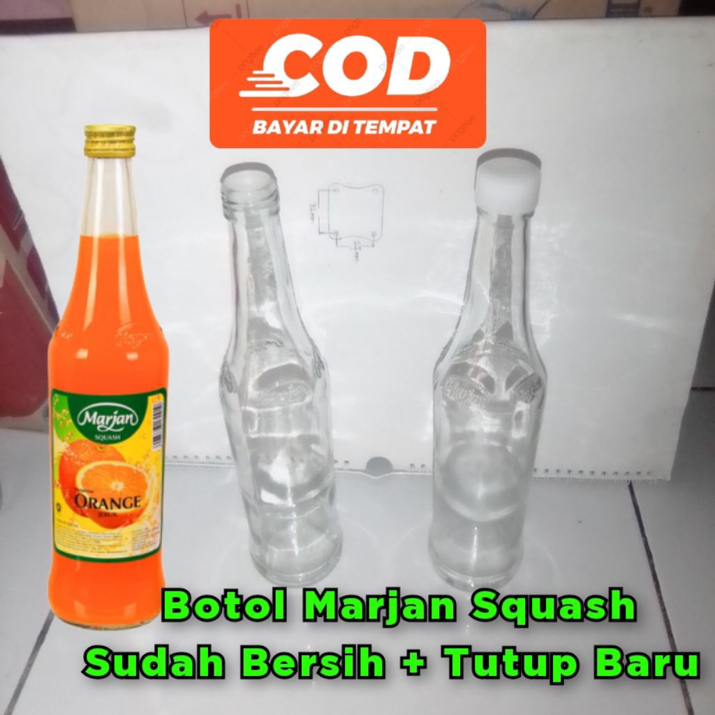 Botol Kaca Bekas Sirup Marjan Squash 460 ml Cocok Untuk Madu Dan Sirup