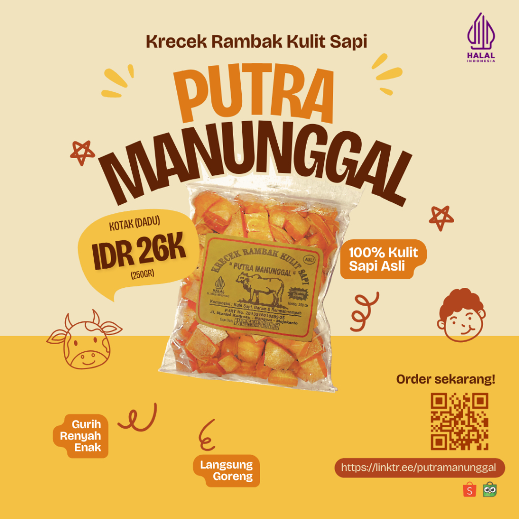 

Krecek Rambak Kulit Sapi Asli Kotak/Dadu 250gr