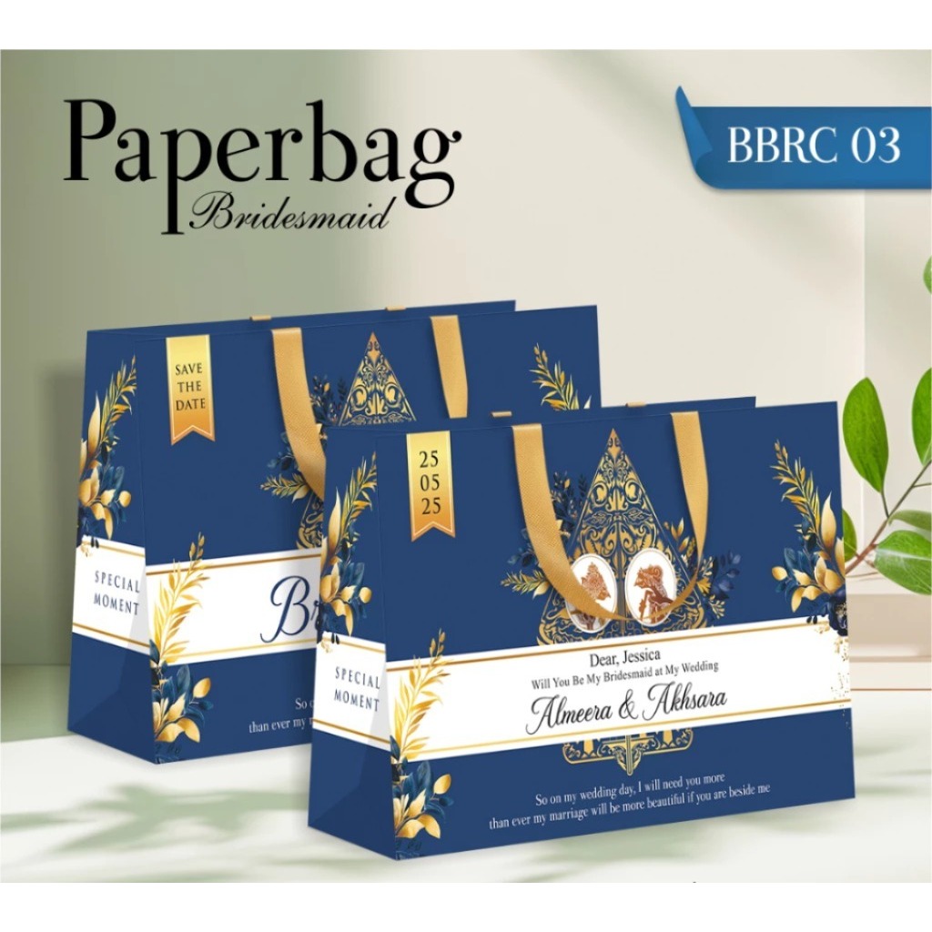 

TAS / PAPERBAG BRIDESMAID MEWAH BAHAN BRIEF CARD CUSTOOM- PAPERBAG BRIDESMAID - TAS BBRC