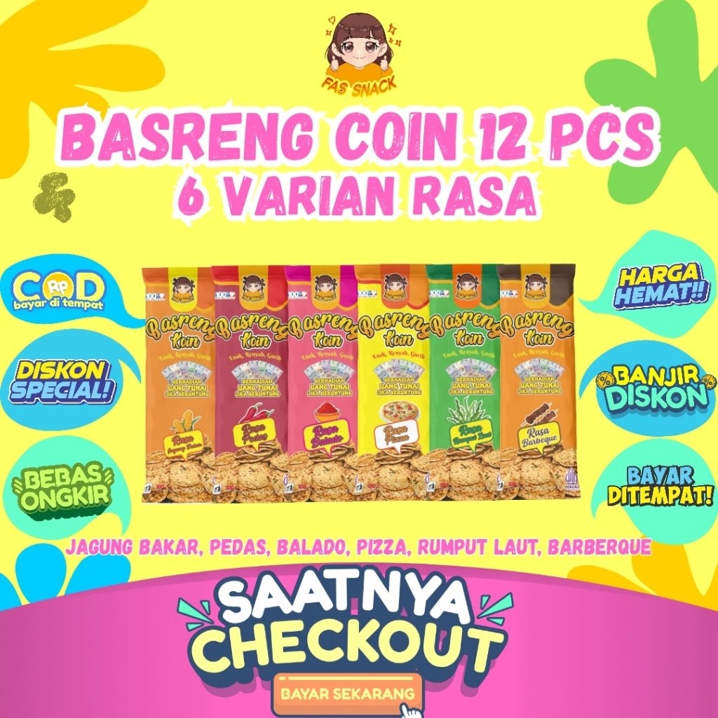 

BASRENG KOIN KARAKTER [ ISI 12 PCS ] 6 VARIAN RASA PAKET USAHA VIRAL BY FASSNACK
