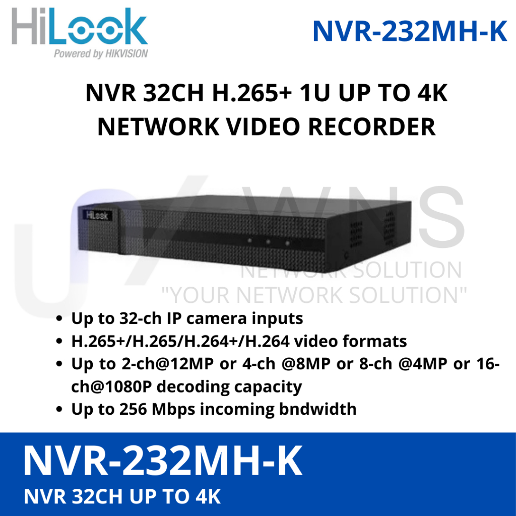 NVR 32 CHANNEL HILOOK NVR-232MH-K NVR 32CH HILOOK