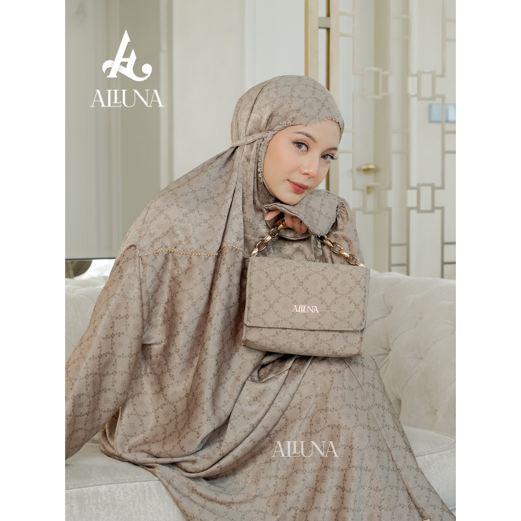 Berkualitas Alluna - Mukena Dewasa Terusan Santorini Silk Kayza Series Traveling