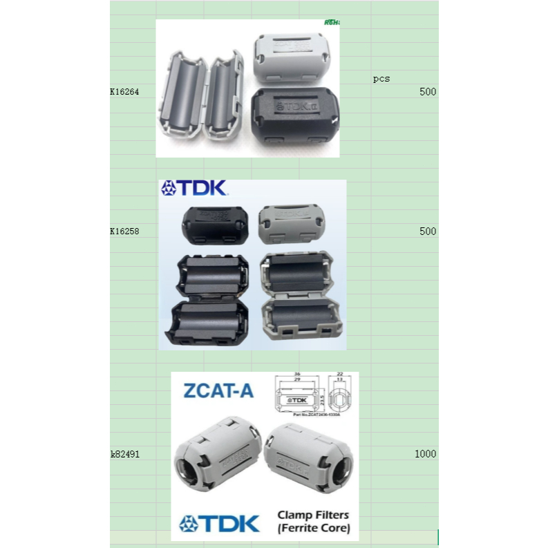 2000pcs-TDK ZCAT 2035-0930/TDK ZCAT 1730-0730/ZCAT 2436-1330A hitam grosir