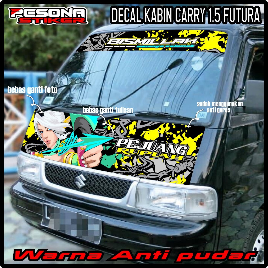 SATU SET STIKER KABIN DEPAN + STIKER KACA DEPAN MOBIL CARRY FUTURA,COLT T120SS,L300,GRANDMAX,APV DLL