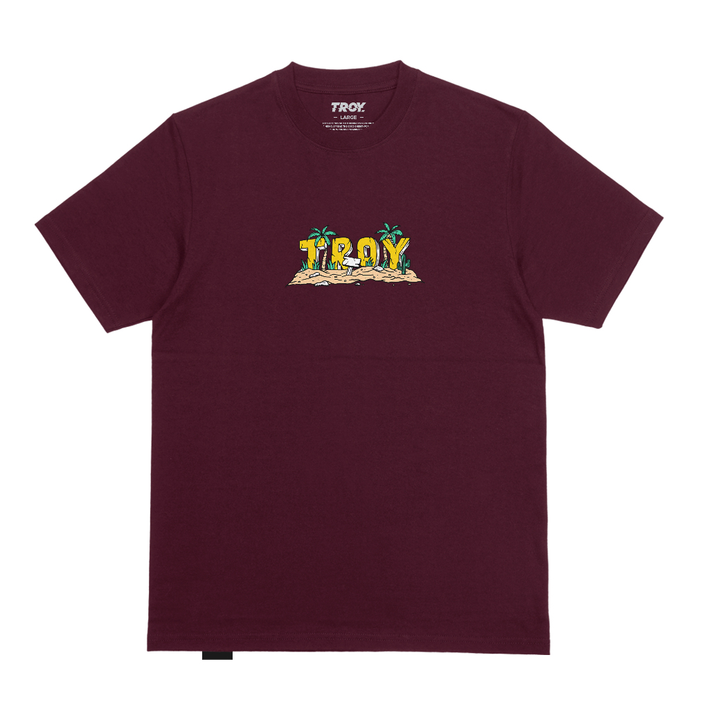 Troy Company Tshirt Maroon Uninhabited Island - Kaos Lengan Pendek Kaos Merah Maroon MTD 2346