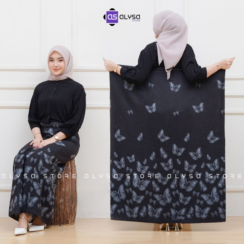 SARUNG GOYOR WANITA HITAM PUTIH MONOCHROME | SARUNG SANTRI WAJADA MUZA