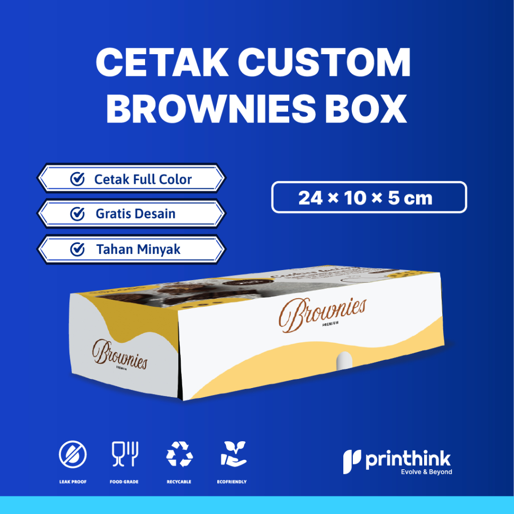 

Brownies Box Custom Design Gratis - Ivory290gr Uk 24x10x5cm Min 1000Pcs