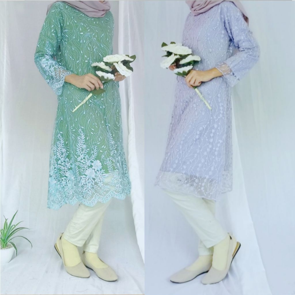 MOCA (READY STOCK) Aluna Tile Tunik Saja Zelea Bukan Set Ld100 Allsize Tulle Brukat Kondangan Wisuda