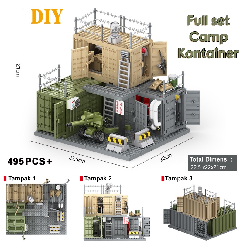 Mainan Brick Militer accessories Box Kontainer gudang senjata SWAT ARMY minifigure