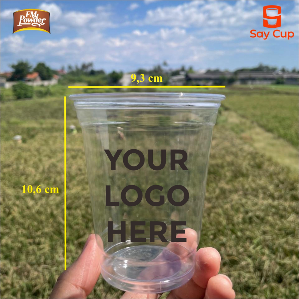 Sablon Gelas Cup PET 12oz / 14oz / 16oz / 18oz / 22oz Dengan Lid Tutup STRAWLESS,DOME,FLAT / Tanpa L