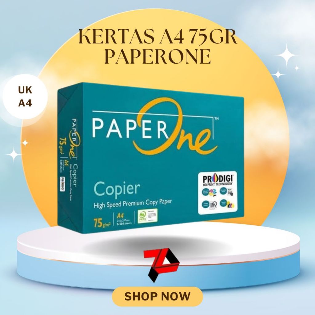 

Kertas HVS A4 75 gsm Merk Paper One / Kertas Paperone PER RIM isi 500lbr