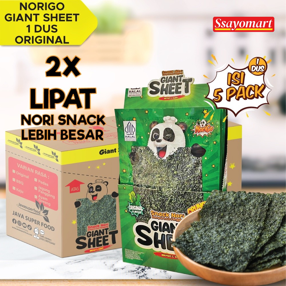 

Norigo / Snack Nori Giant Sheet 1 DUS isi 5 PACK / Snack Rumput Laut 38.4g