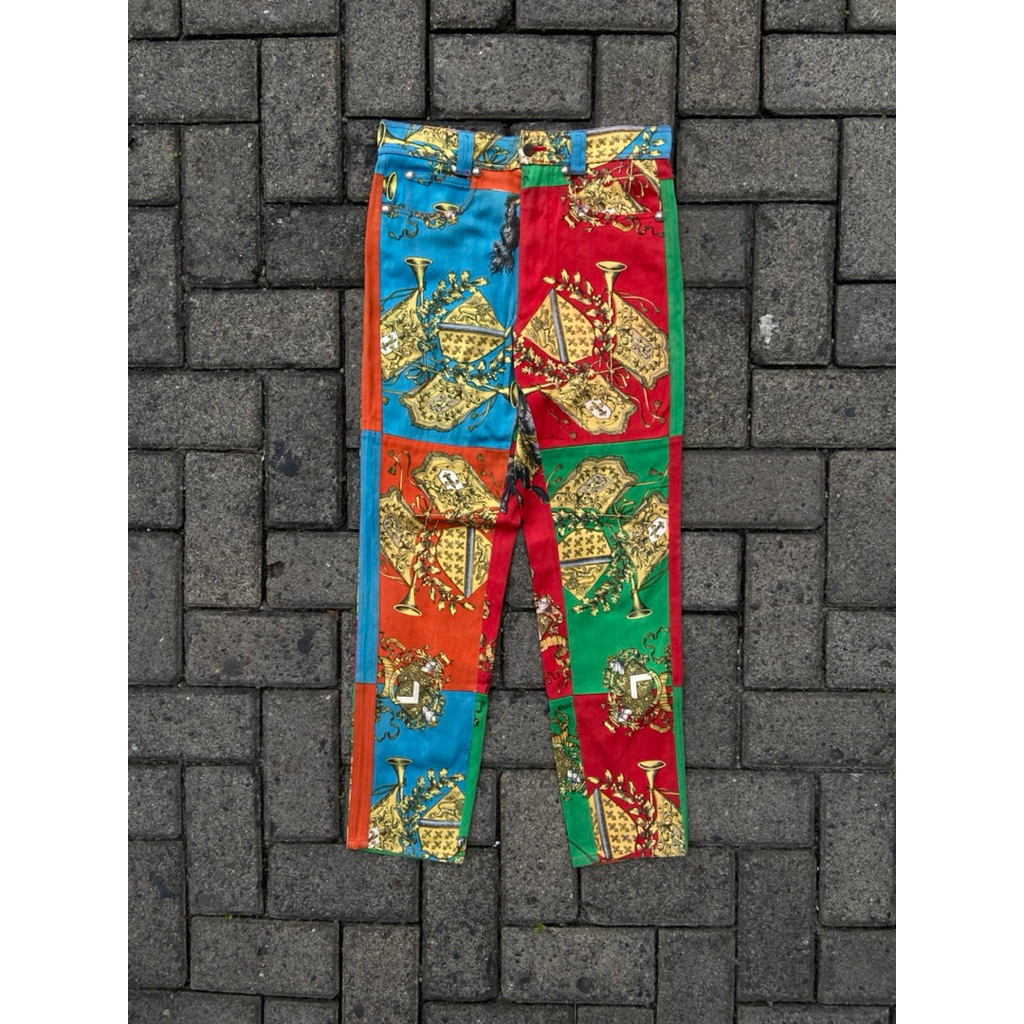 Vintage Giani Versace Taglia Multicolor Stampa Pants