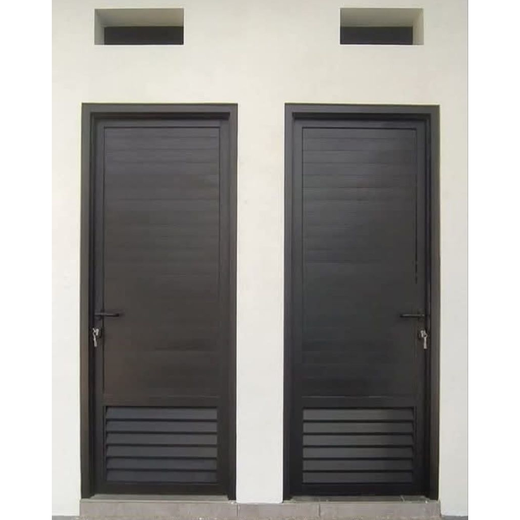set pintu alumunium + kusen  200 × 80 getatis pecking kayu