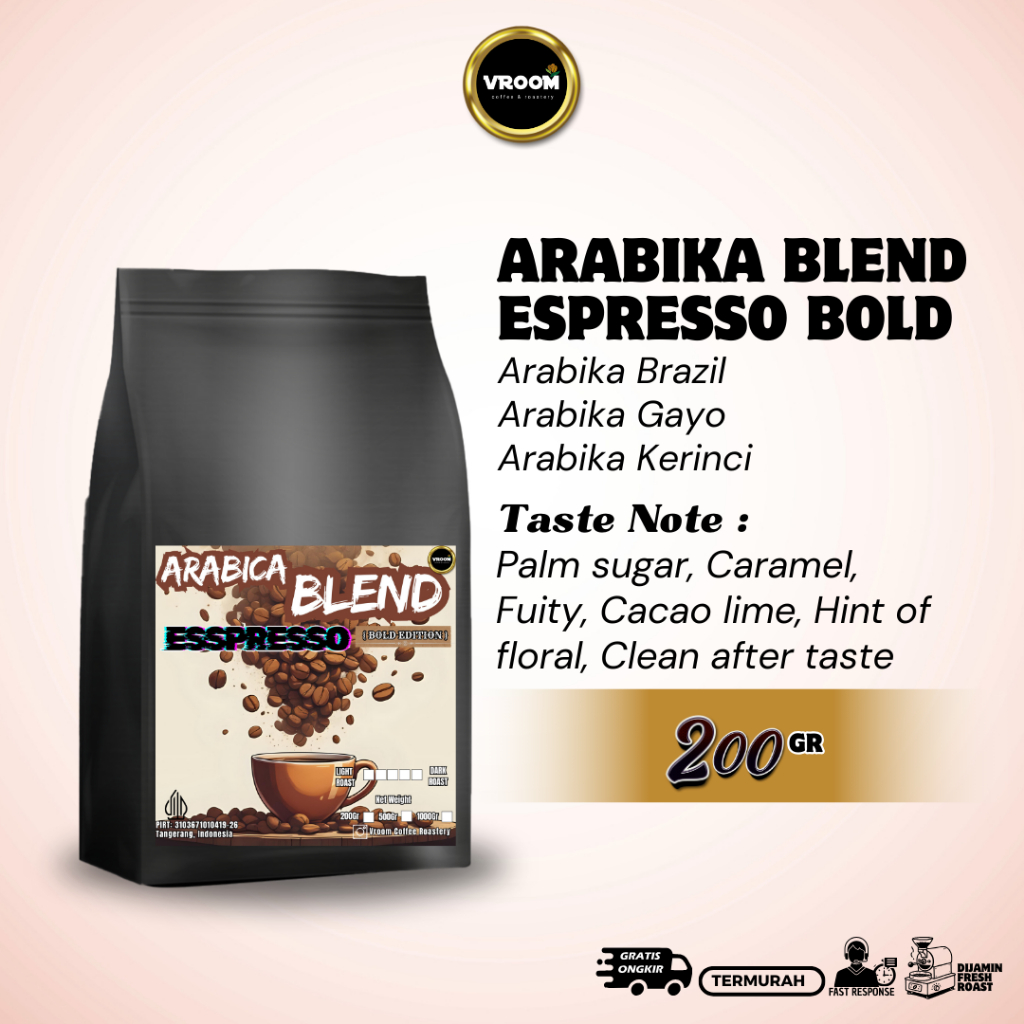 

Coffee Arabika Blend Espresso Bold Roasted Beans Kopi Biji Matang Bubuk 200gr