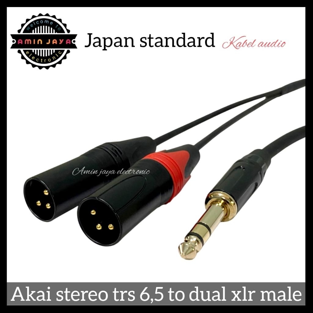 Kabel jack akai stereo 6,5 to dual xlr male /kabel akai trs to xlr male
