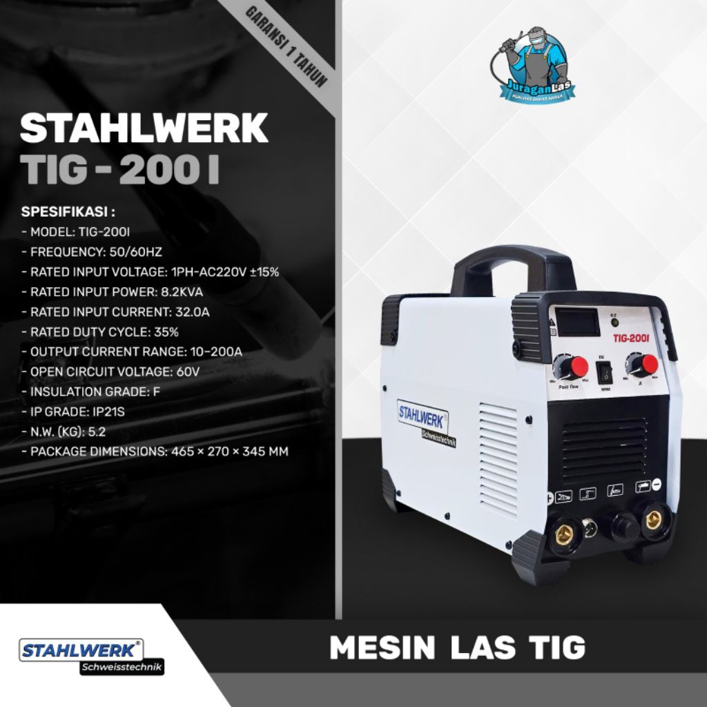 STAHLWERK Mesin Las TIG-200I Mesin Las TIG + MMA DC 200A