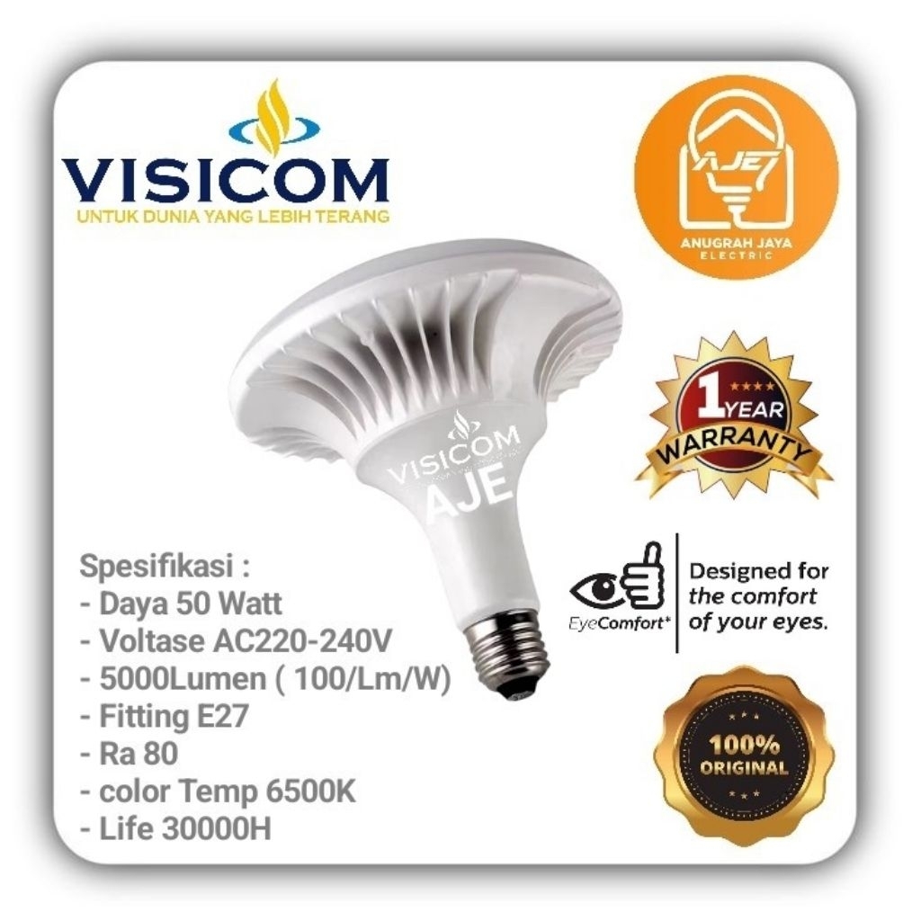 Lampu Led VISICOM UFO 50W 50 Watt PJU Putih Garansi 1 Tahun Resmi Original - Lampu Led 50 Watt