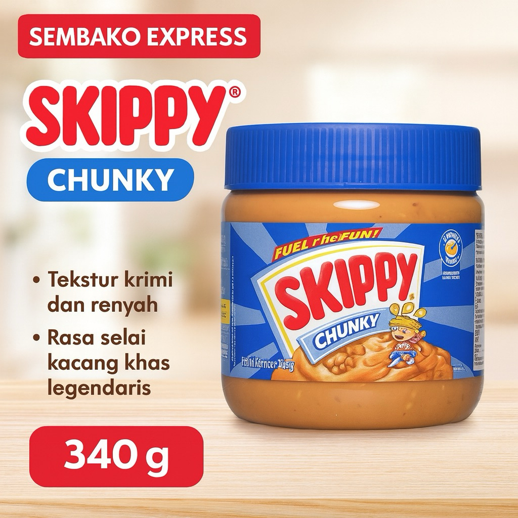 

Skippy Selai Kacang Chunky 340g - Tekstur Renyah & Lezat