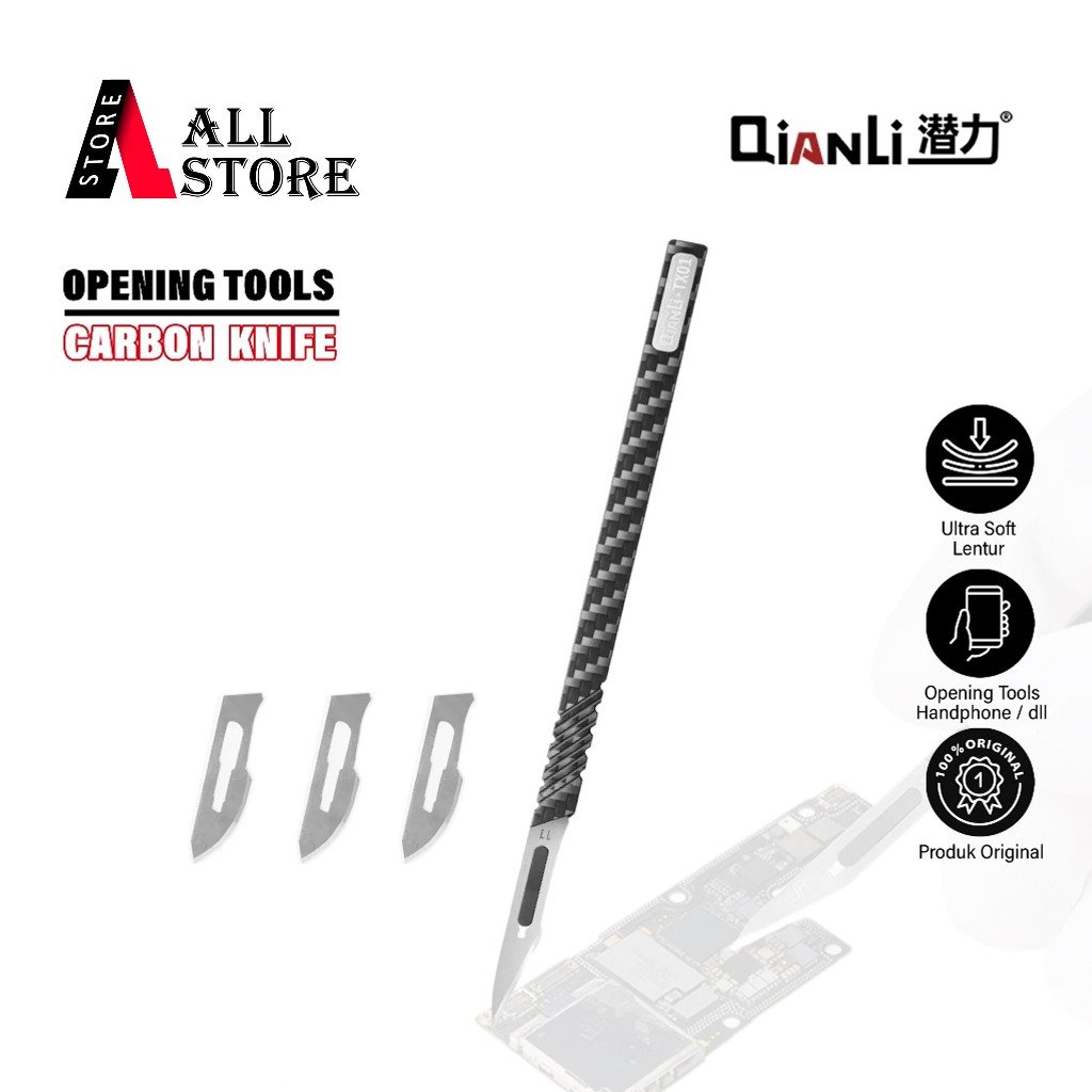 

QIANLI iHandy TX01 Carbon Fiber Universal Repair Knife Handle Original - Pisau IC CPU Carbon Fiber - Pisau Teknisi Service CPU - Pisau Multifungsi Pembersih Lem IC CPU