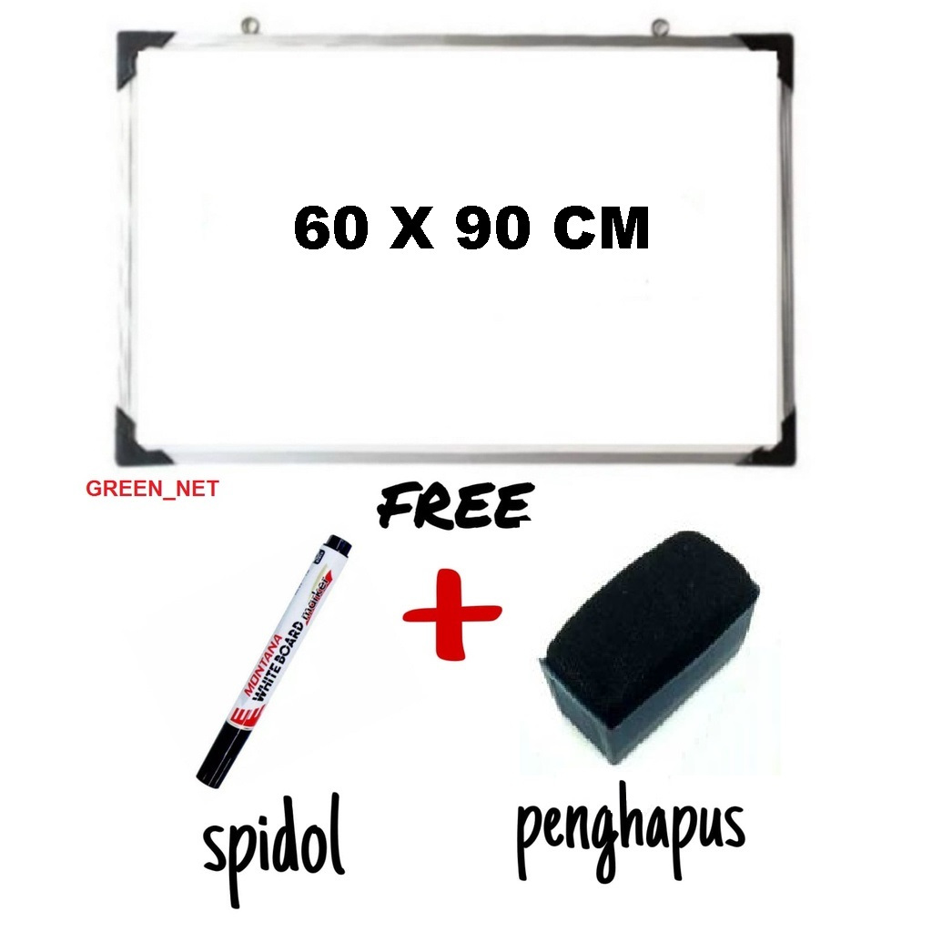 

(FREE SPIDOL DAN PENGHAPUS) Papan Tulis Spidol dan Kapur / Whiteboard / Blackboard Ukuran 60X90 BACA DESKRIPSI!!