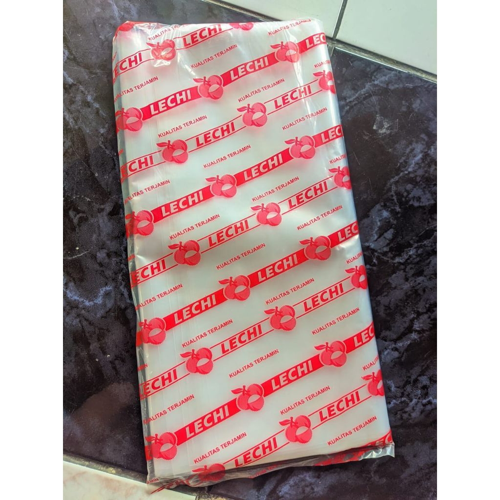 plastik PE LECHI merah bening Ukuran 35x50 tebal 500gr anti panas