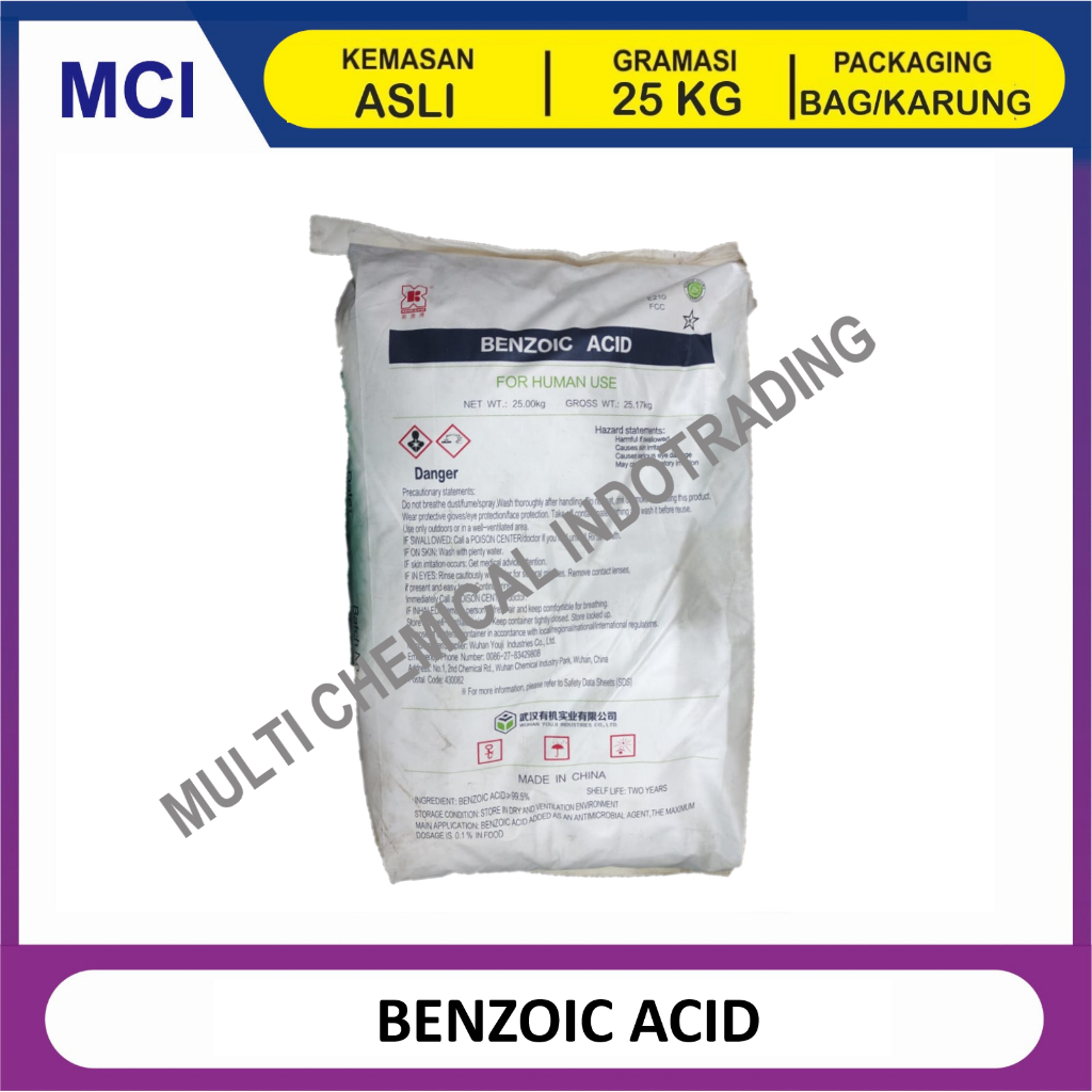 

BENZOIC ACID PENGAWET FOOD GRADE / ASAM BENZOAT - 1 BAG 25 KG