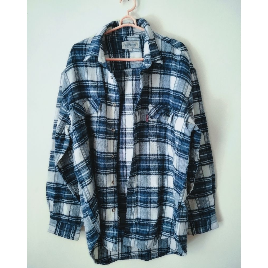 flannel kotak biru bahan flannel tebal