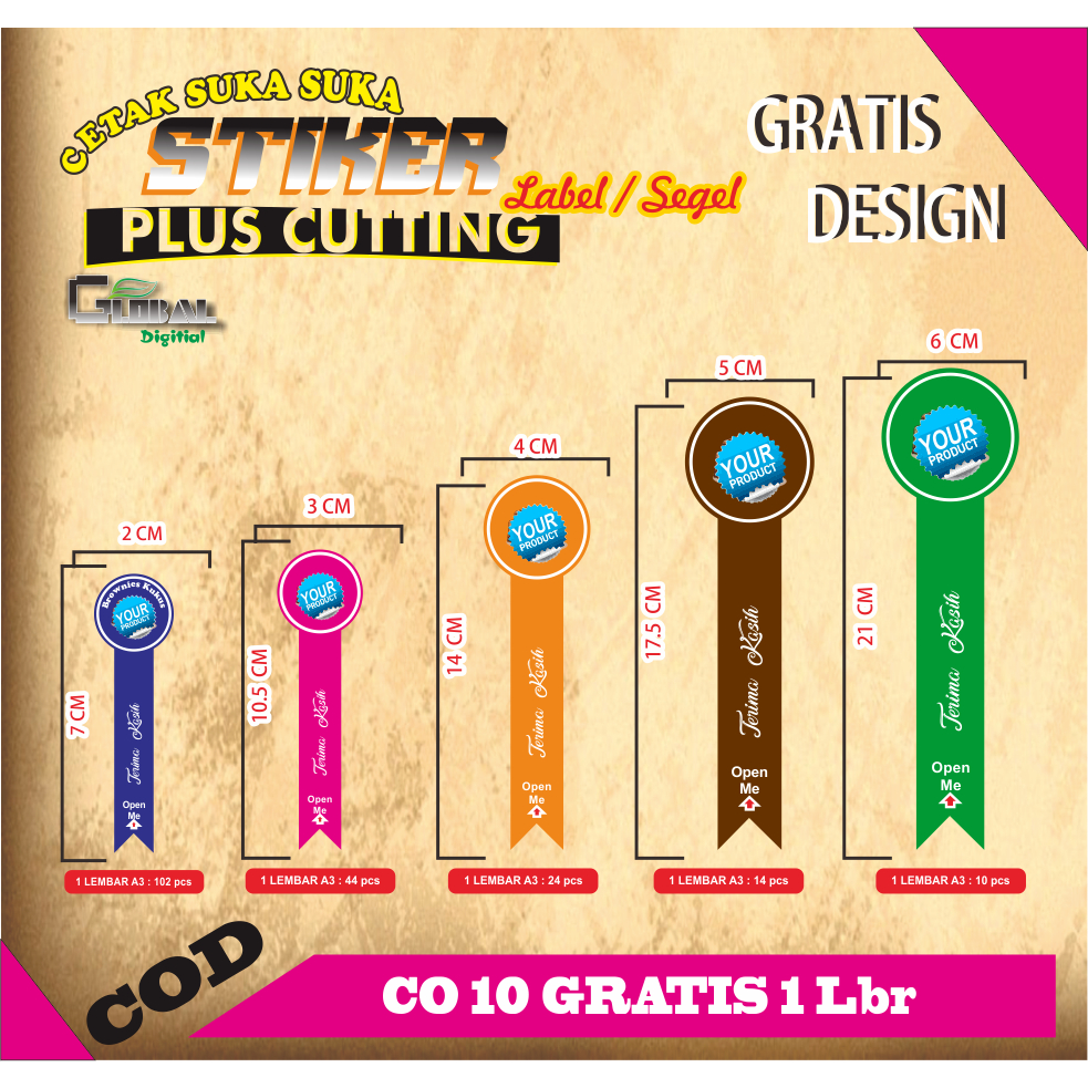 

STIKER A3 SEAL PANJANG/ STICKER LABEL / STIKER SEAL / STIKER CUSTOM / STIKER KISS CUT
