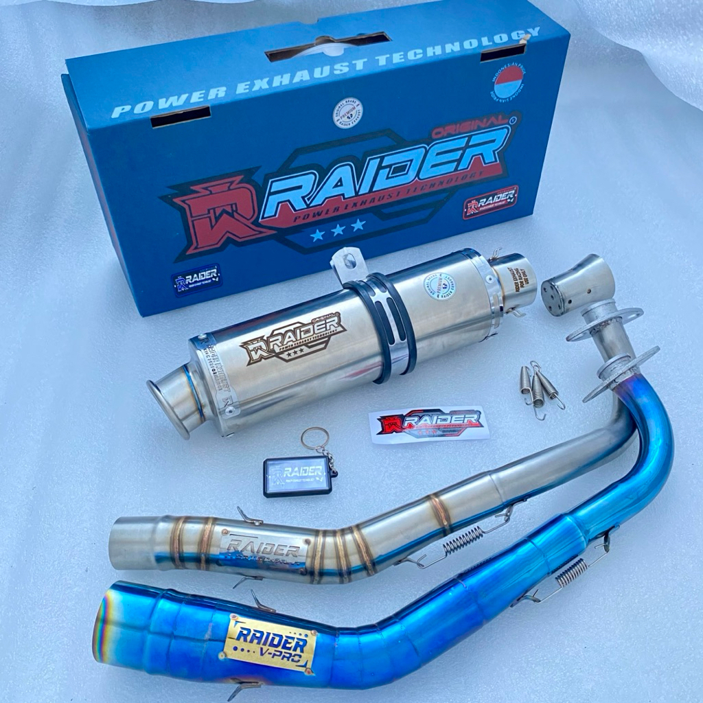 Raider Exhaust 1Set Knalpot Racing Raider Suara ngebas Adem Leher Blumoon Stainles untuk Matic Vario