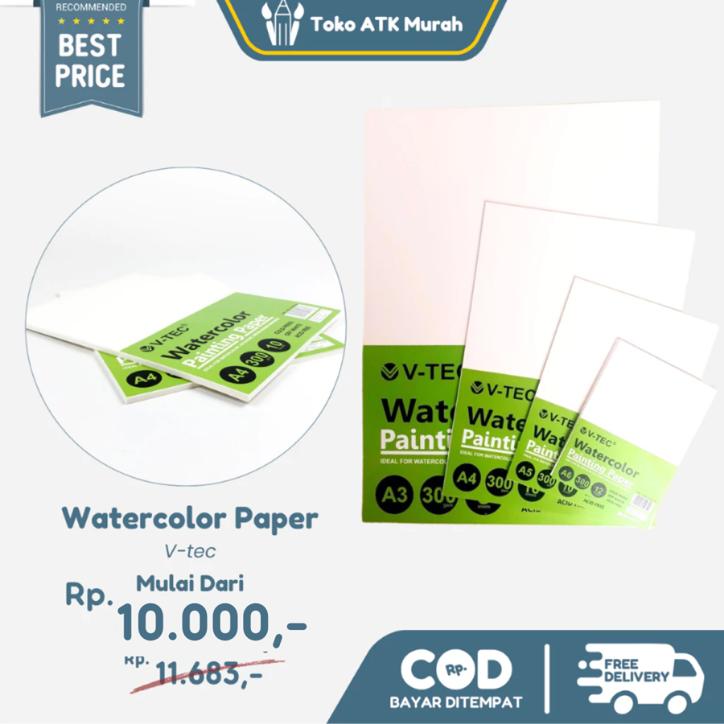 

V-Tec Watercolor Paper A6 / A5 / A4 / A3 300gsm Cold Press