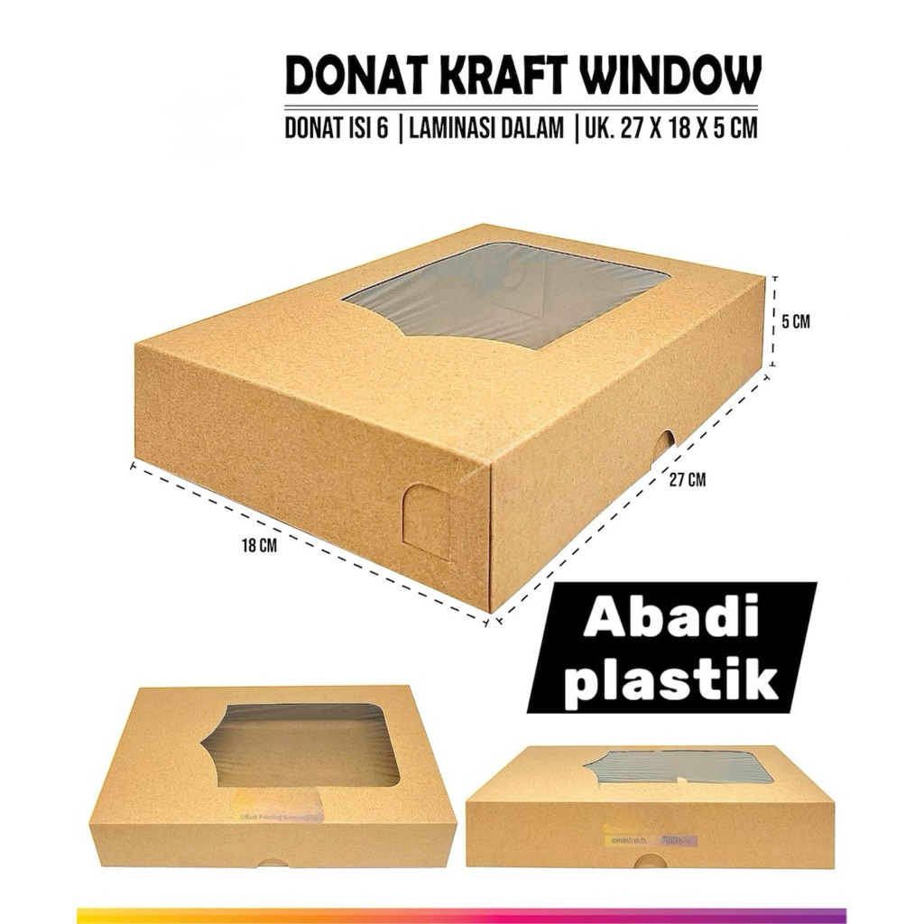 

DUS DONAT KRAFT WINDOW / BOX DONAT KRAFT WINDOW UKURAN 6 PCS - MIN OLDER 10 PCS