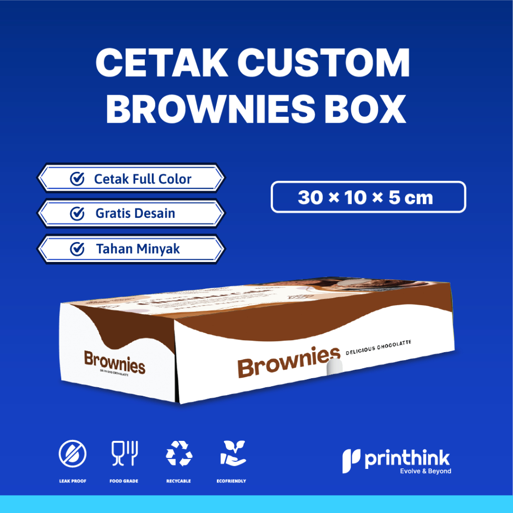 

Brownies Box Custom Design Gratis - Ivory290gr Uk 30x10x5cm Min 1000Pcs