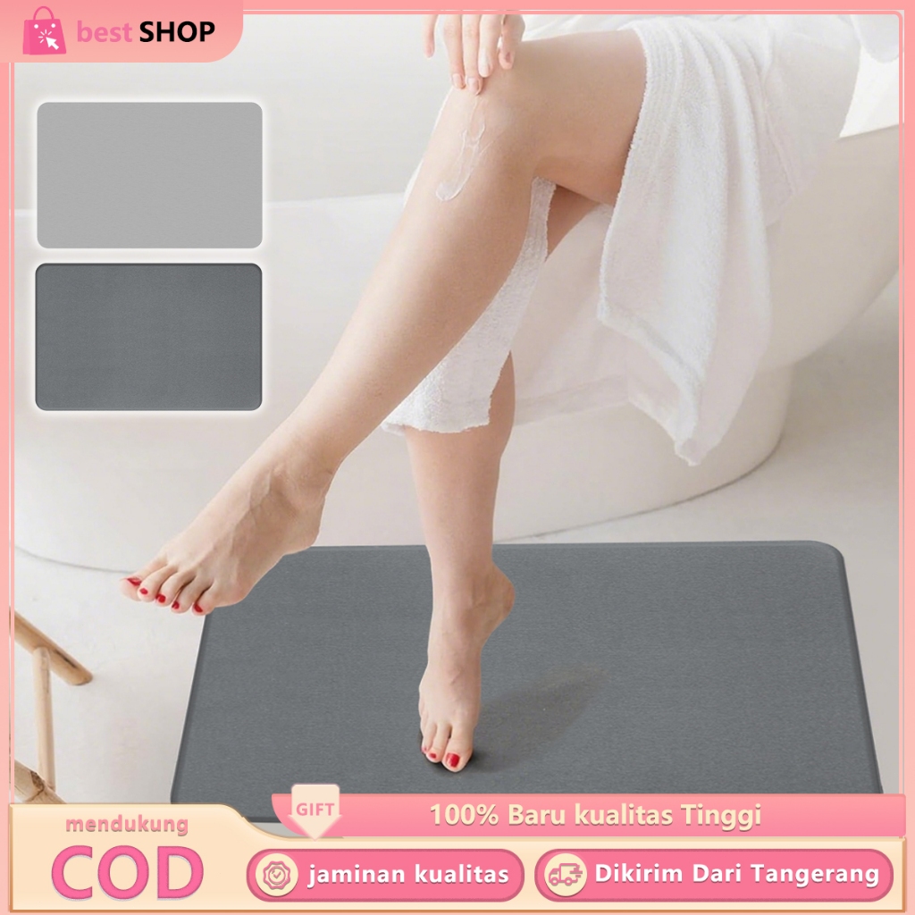 Keset Diatomite Kamar Mandi 40x30cm Keset Kaki Diatomite Anti Slip Dan Cepat Kering Dalam 5 Detik