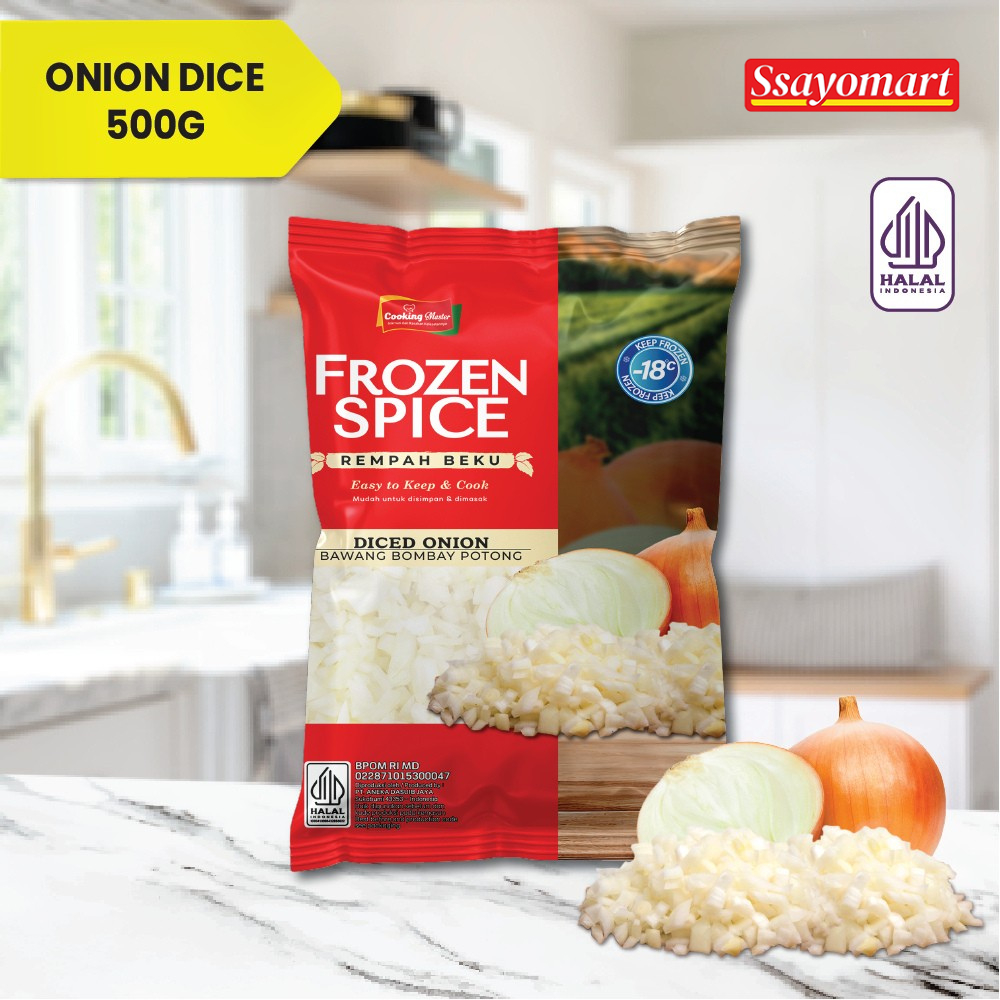 

Onion Dice / Bawang Bombay Bombai Potong / Bombay Bombai Iris / Rempah Beku / Frozen Spice / Frozen Vege 10x10mm 500gr