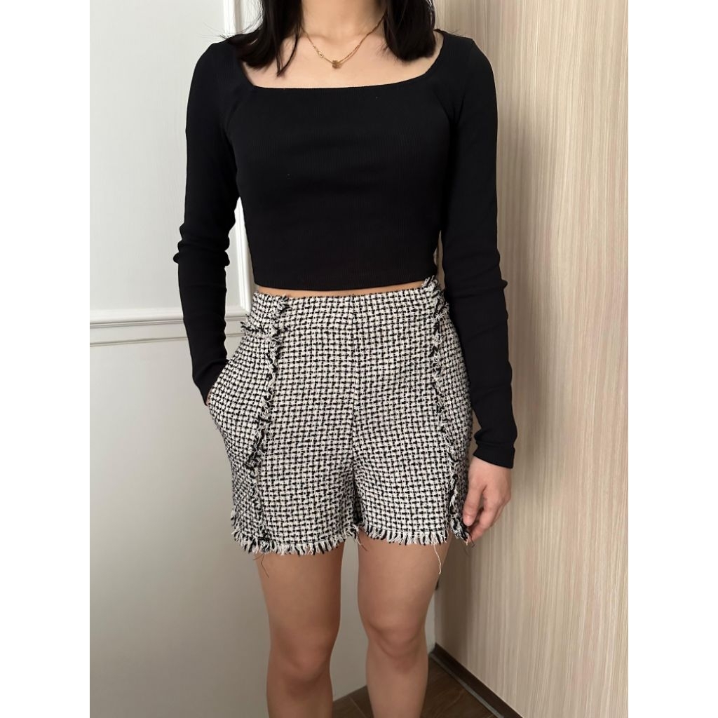 Celana Pendek Wanita Zara Tweed Short Pants