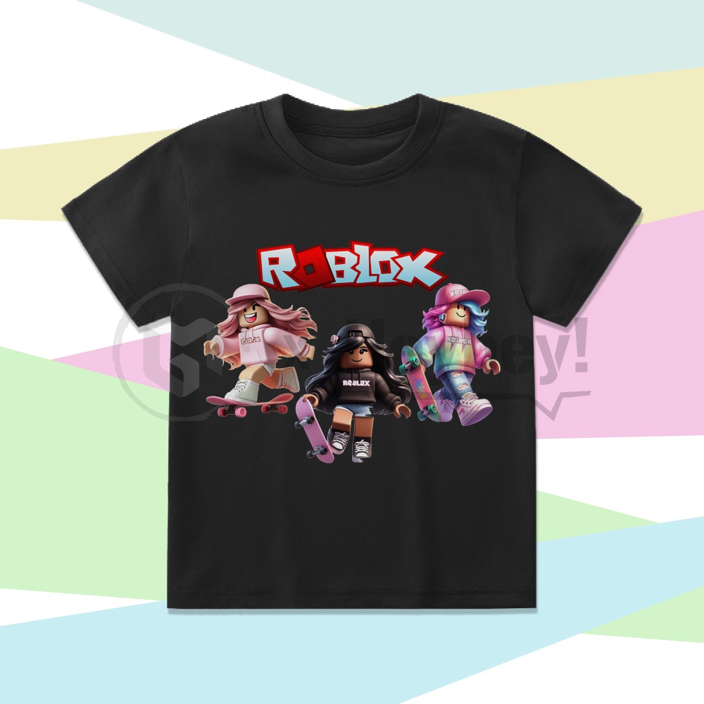 Baju Atasan Kaos Anak Perempuan Roblox Skateboard - Gratis Cetak Nama