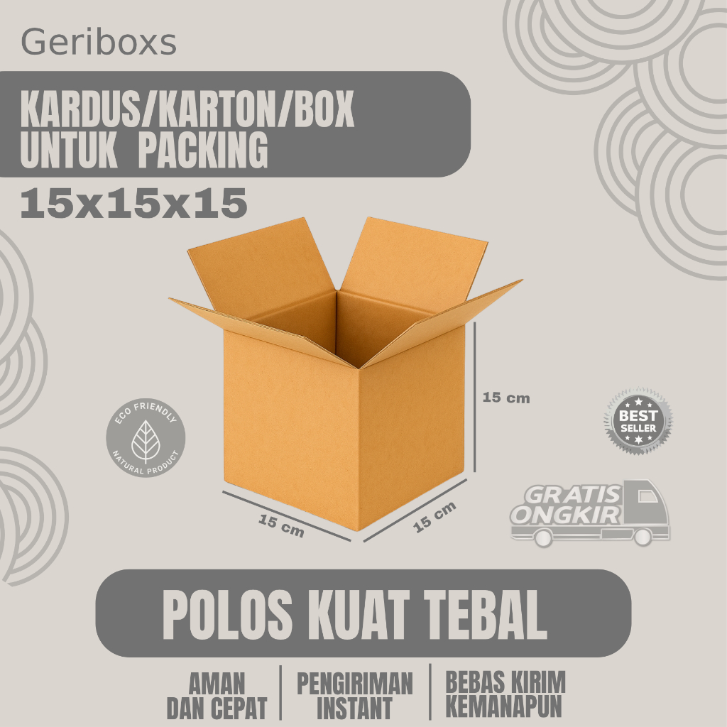 

Kardus Packing Ukuran 15x15x15 Polos Box Cogurated tebal kuat termurah
