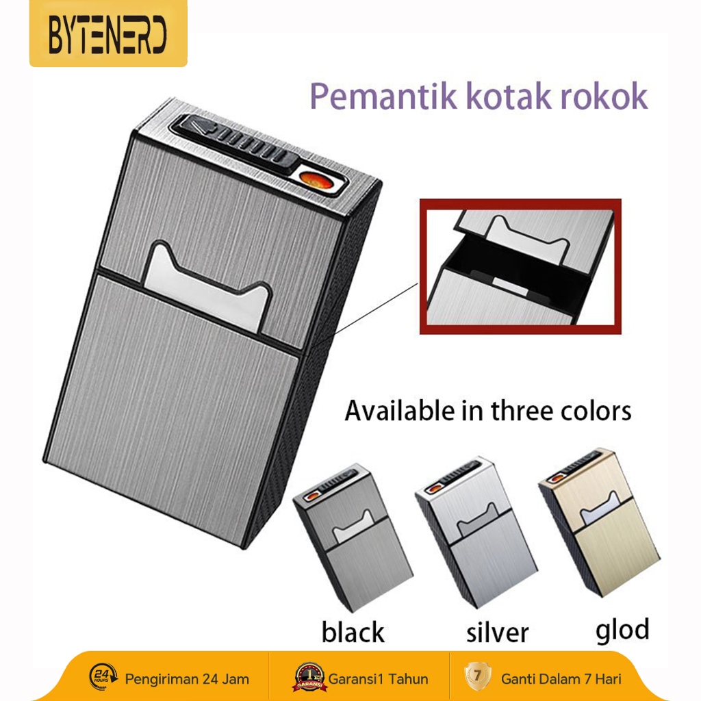 Kotak Rokok Pemantik Listrik Usb Isi Ulang Wadah Rokok Travel Tahan Air Kemasan Luar Ruangan Portabe